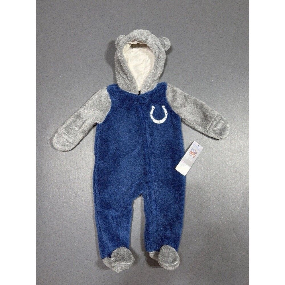 Indianapolis Colts Baby Boys Girls Fleece Footed Pajama Sleeper 6-9 M Sherpa NWT